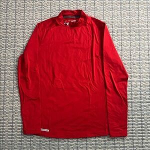 Under Armour Classic Red Mock Neck Long Sleeve Cold Gear Turtleneck Top Sz Large